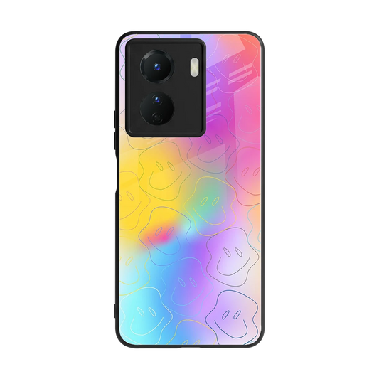 Smiley Colorburst back phone cover | glass case for vivo y16