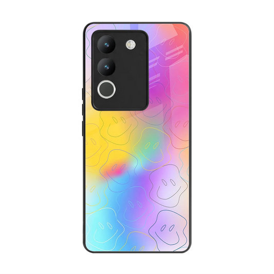 Smiley Colorburst back phone cover | glass case for vivo y200 5g