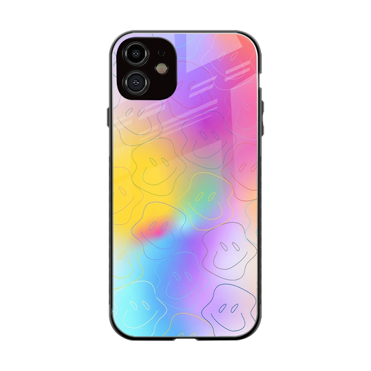 Smiley Colorburst back phone cover | glass case for iphone 12