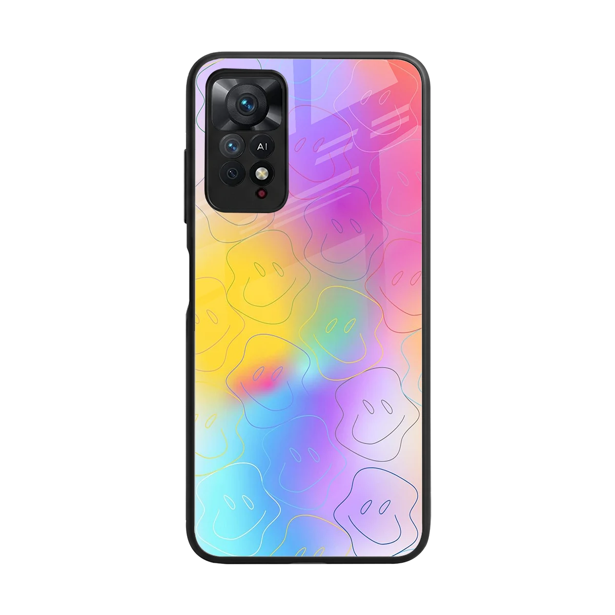 Smiley Colorburst back phone cover | glass case for redmi note 11 pro