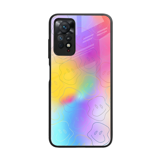 Smiley Colorburst back phone cover | glass case for redmi note 11 pro