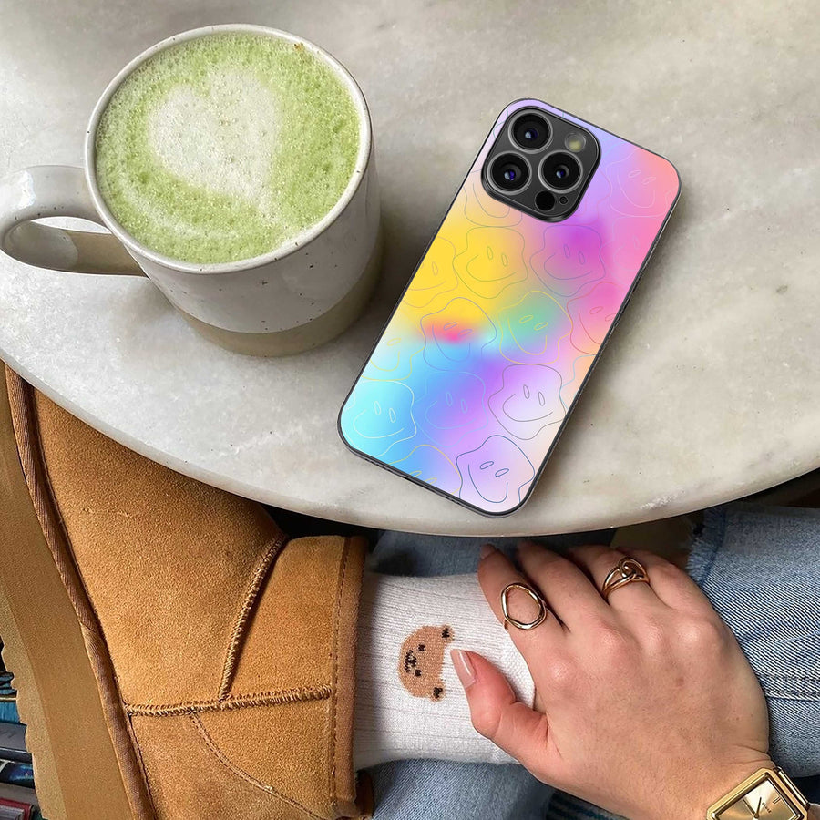 Smiley Colorburst Phone Case for Iphone 15 Pro | Glass Case