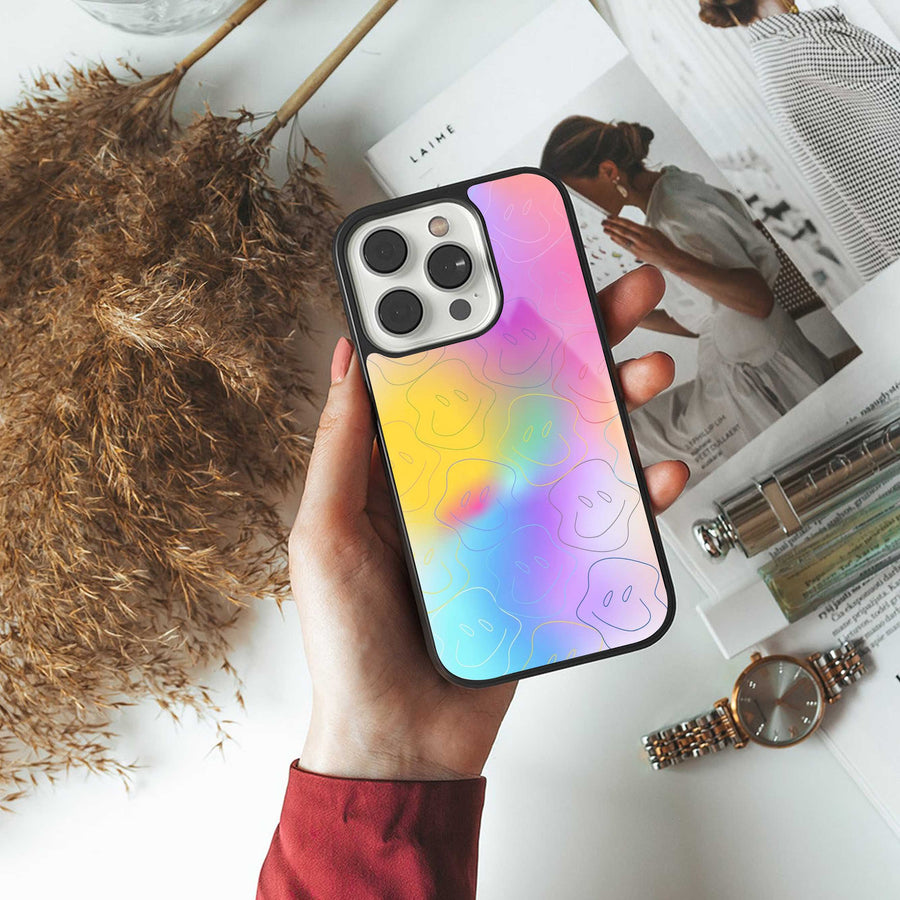 Smiley Colorburst Phone Case for Iphone 15 Pro | Glass Case