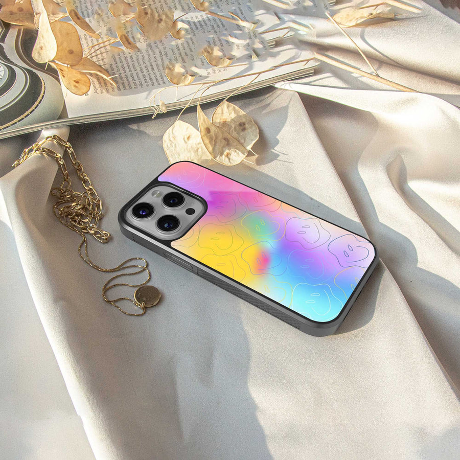 Smiley Colorburst Phone Case for Iphone 15 Pro | Glass Case