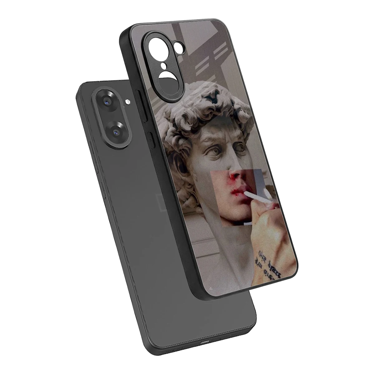 Smokin David sleek oneplus nord ce5 5g cover with tempered glass back and TPU edges