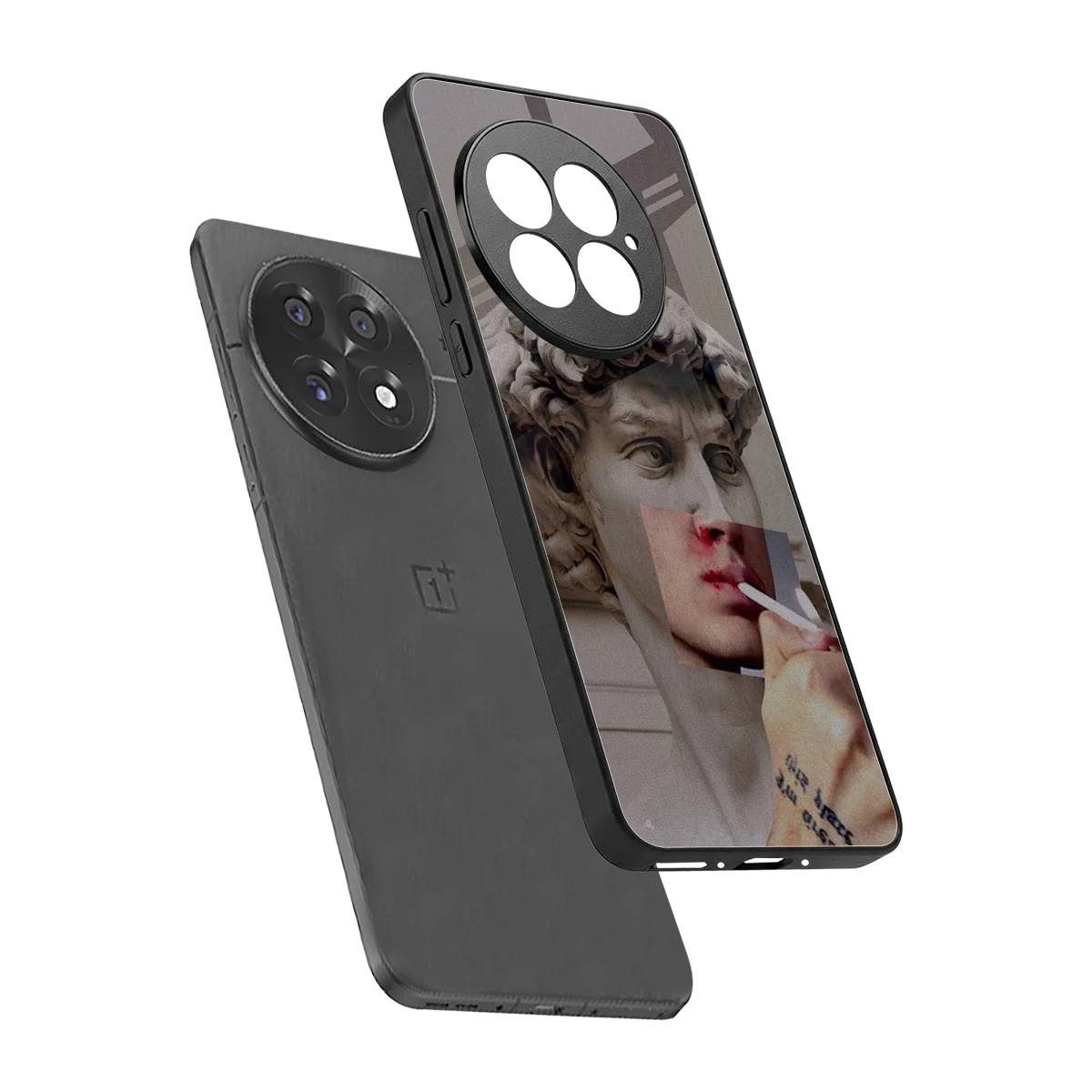 Smokin David sleek oneplus 13 cover with tempered glass back and TPU edges