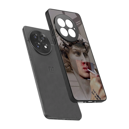 Smokin David sleek oneplus 13 cover with tempered glass back and TPU edges