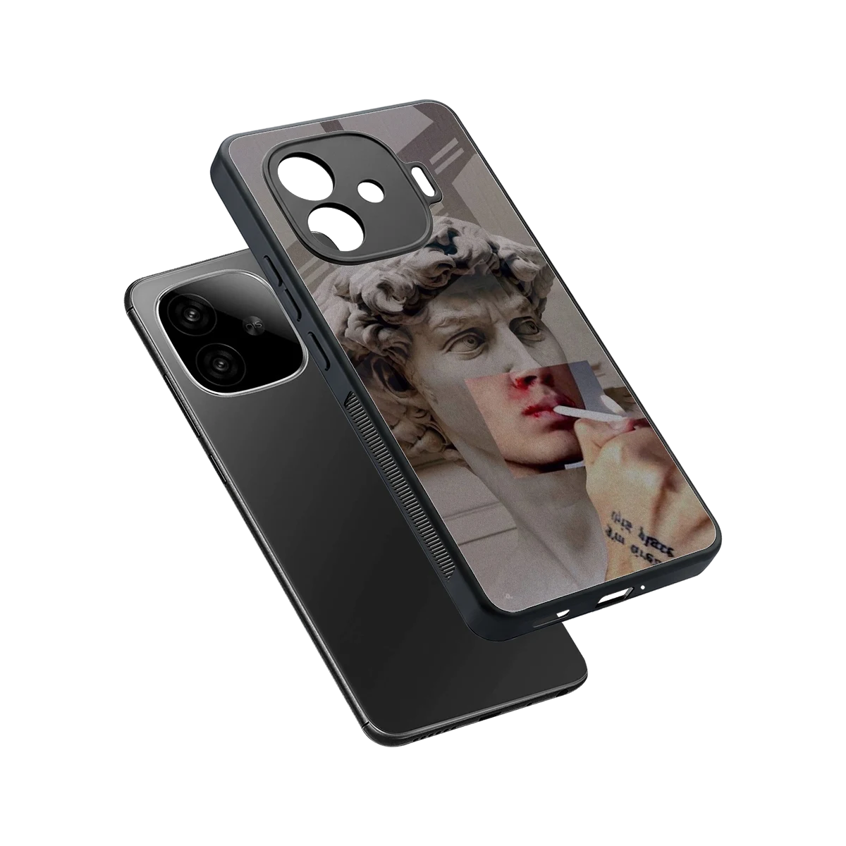 Smokin David sleek iqoo neo 10r 5g cover with tempered glass back and TPU edges