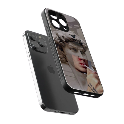 Smokin David sleek iphone 14 pro max cover with tempered glass back and TPU edges