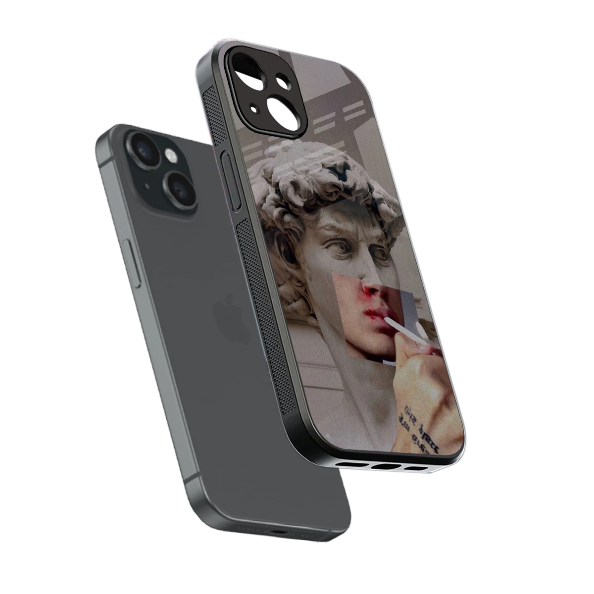 Smokin David sleek iphone 13 cover with tempered glass back and TPU edges