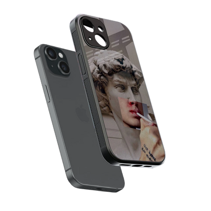 Smokin David sleek iphone 13 cover with tempered glass back and TPU edges