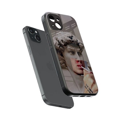 Smokin David sleek iphone 15 plus cover with tempered glass back and TPU edges