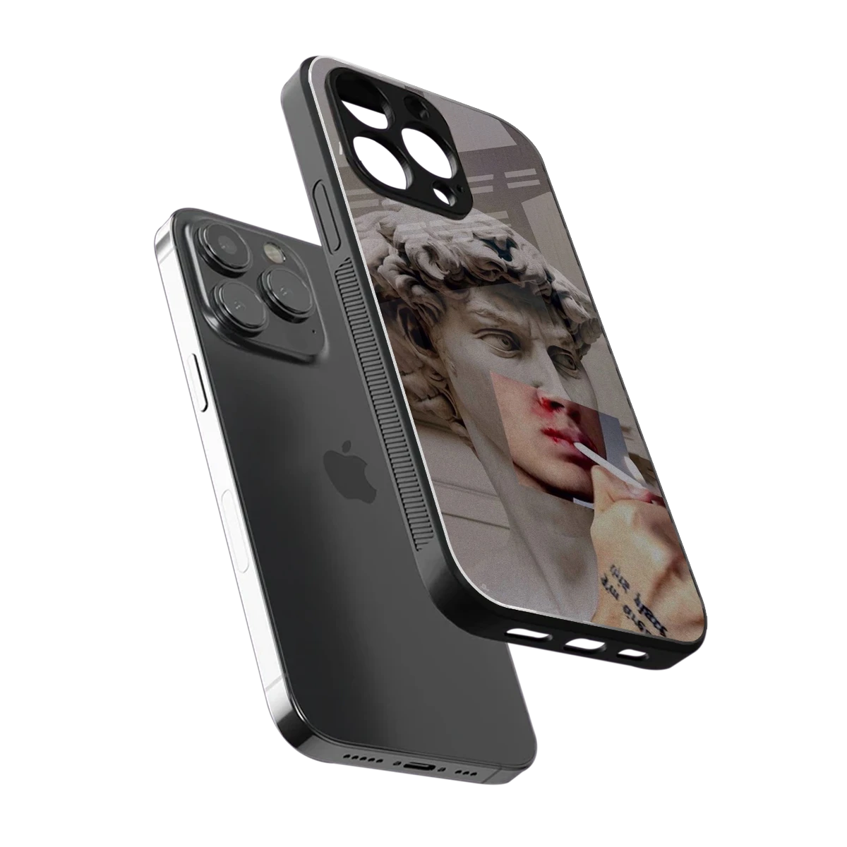 Smokin David sleek iphone 15 pro max cover with tempered glass back and TPU edges