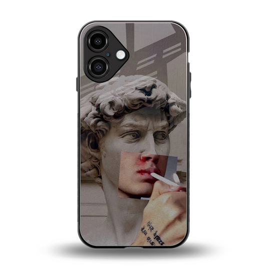 Smokin David back phone cover | glass case for iphone 16 plus