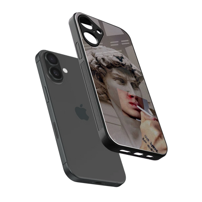 Smokin David sleek iphone 16 plus cover with tempered glass back and TPU edges
