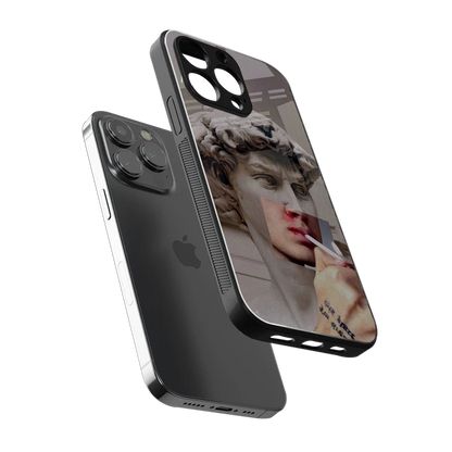 Smokin David sleek iphone 16 pro cover with tempered glass back and TPU edges