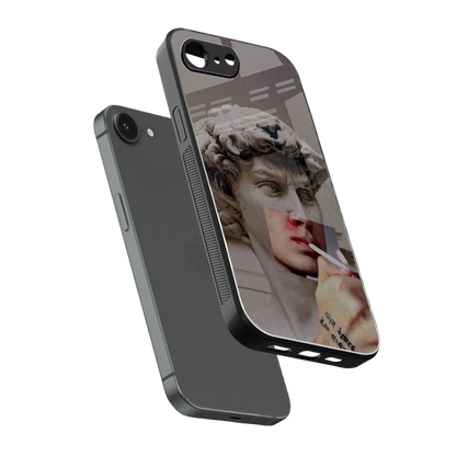 Smokin David sleek iphone 16e cover with tempered glass back and TPU edges
