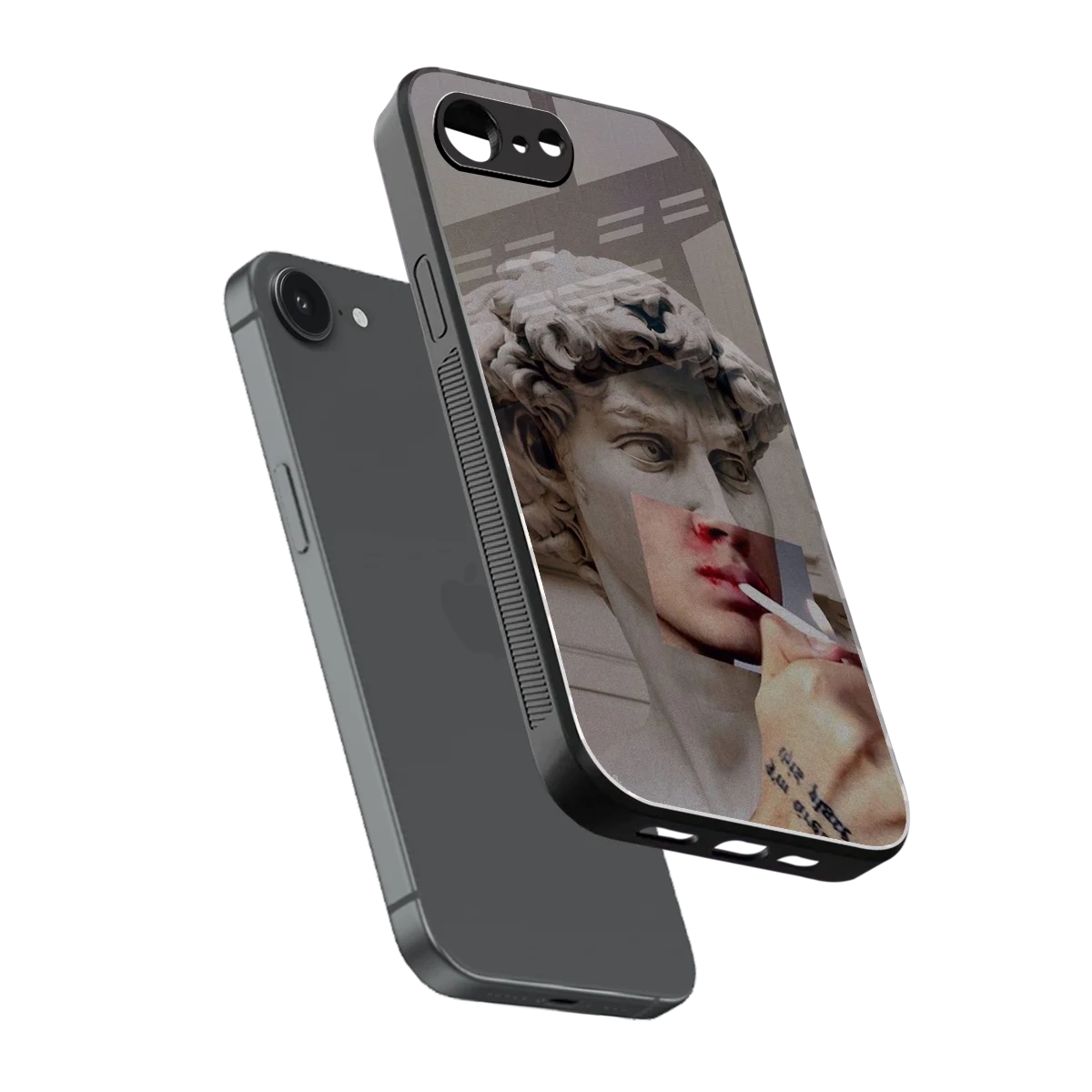 Smokin David sleek iphone 17e cover with tempered glass back and TPU edges
