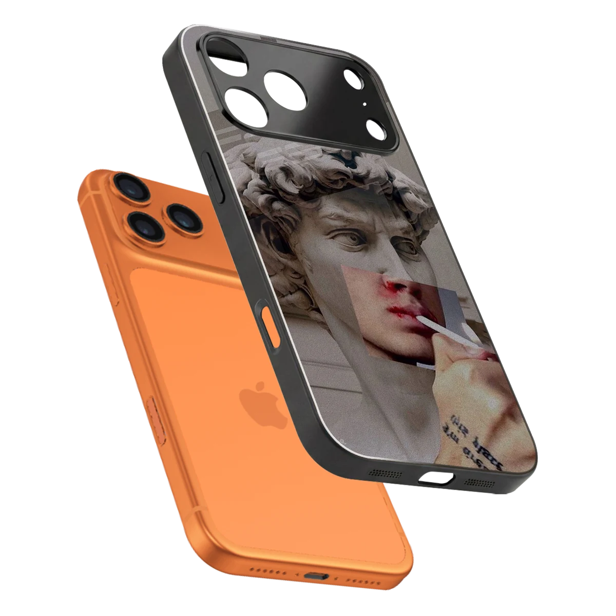 Smokin David sleek iphone 17 pro cover with tempered glass back and TPU edges