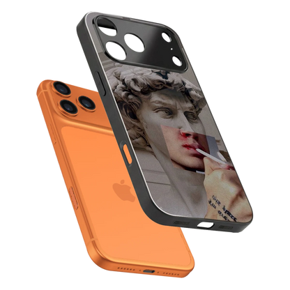 Smokin David sleek iphone 17 pro cover with tempered glass back and TPU edges