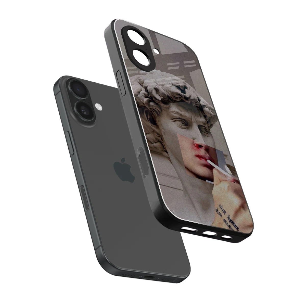Smokin David sleek iphone 17 cover with tempered glass back and TPU edges