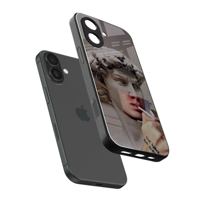 Smokin David sleek iphone 17 cover with tempered glass back and TPU edges