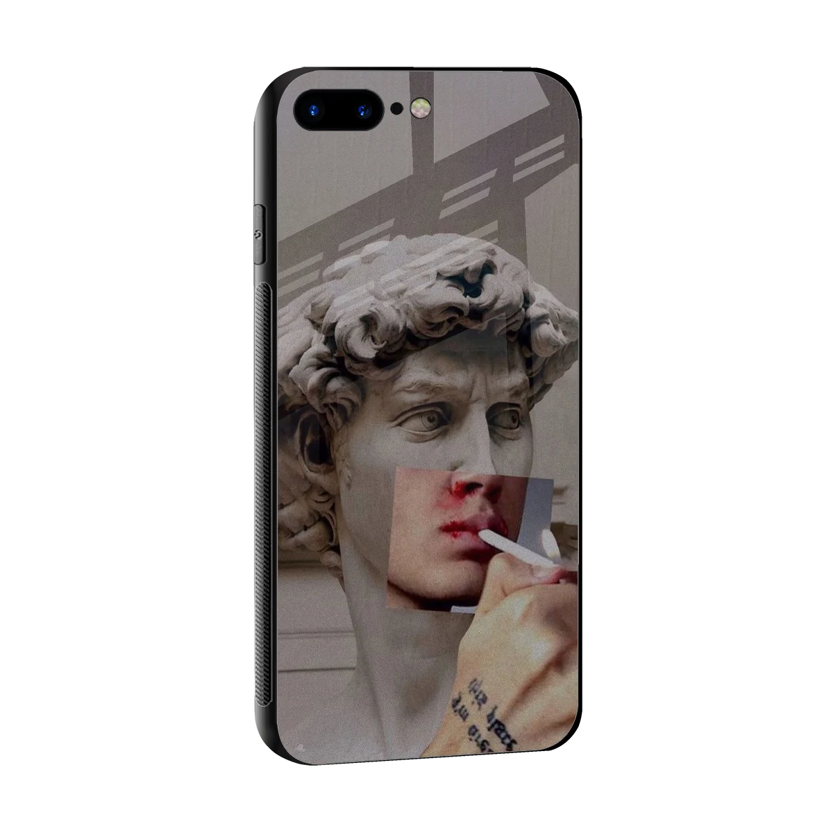 Smokin David sleek iphone 8 plus cover with tempered glass back and TPU edges
