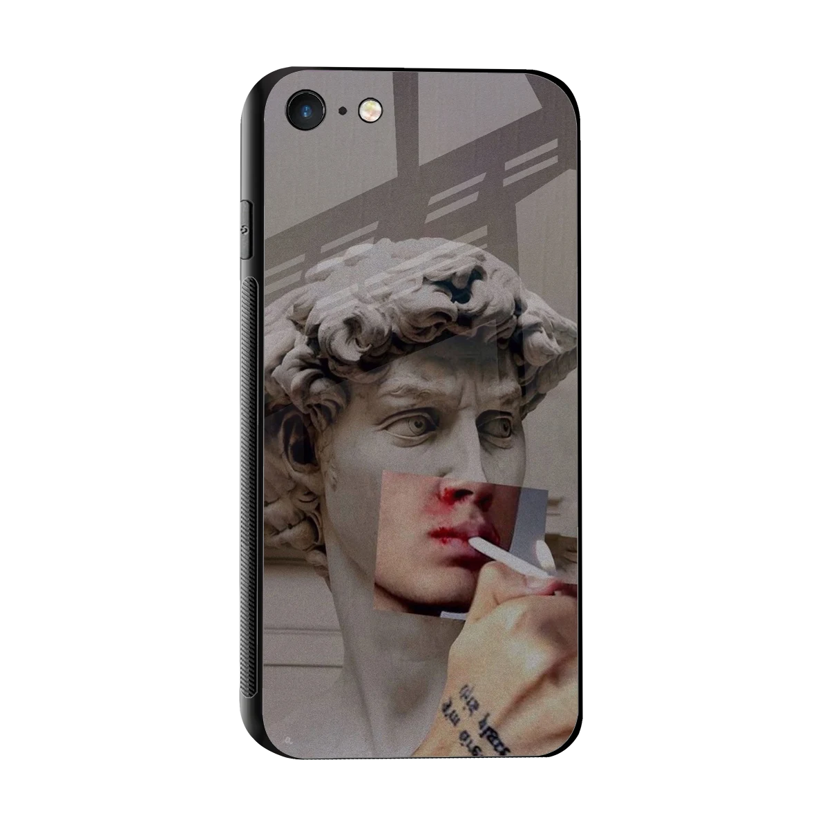 Smokin David sleek iphone 7 cover with tempered glass back and TPU edges