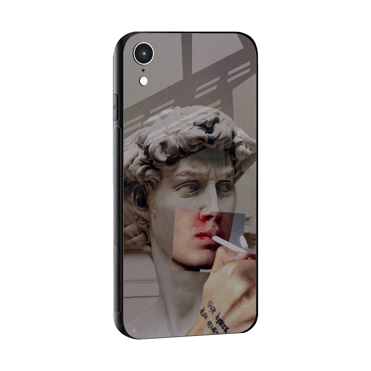Smokin David sleek iphone xr cover with tempered glass back and TPU edges