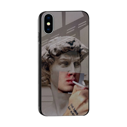 Smokin David sleek iphone xs cover with tempered glass back and TPU edges