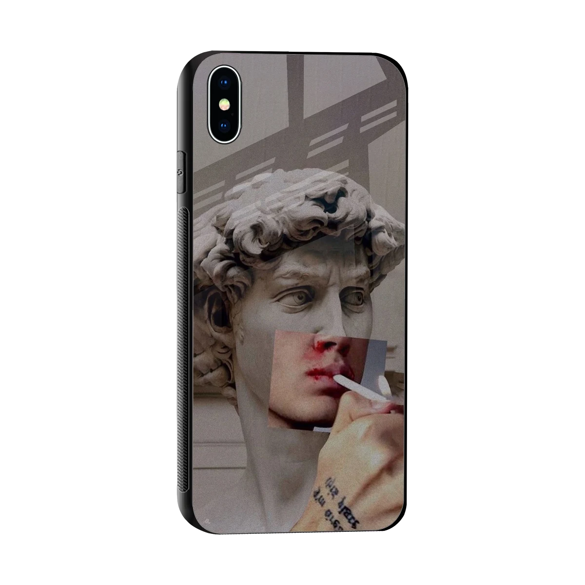 Smokin David sleek iphone xs max cover with tempered glass back and TPU edges