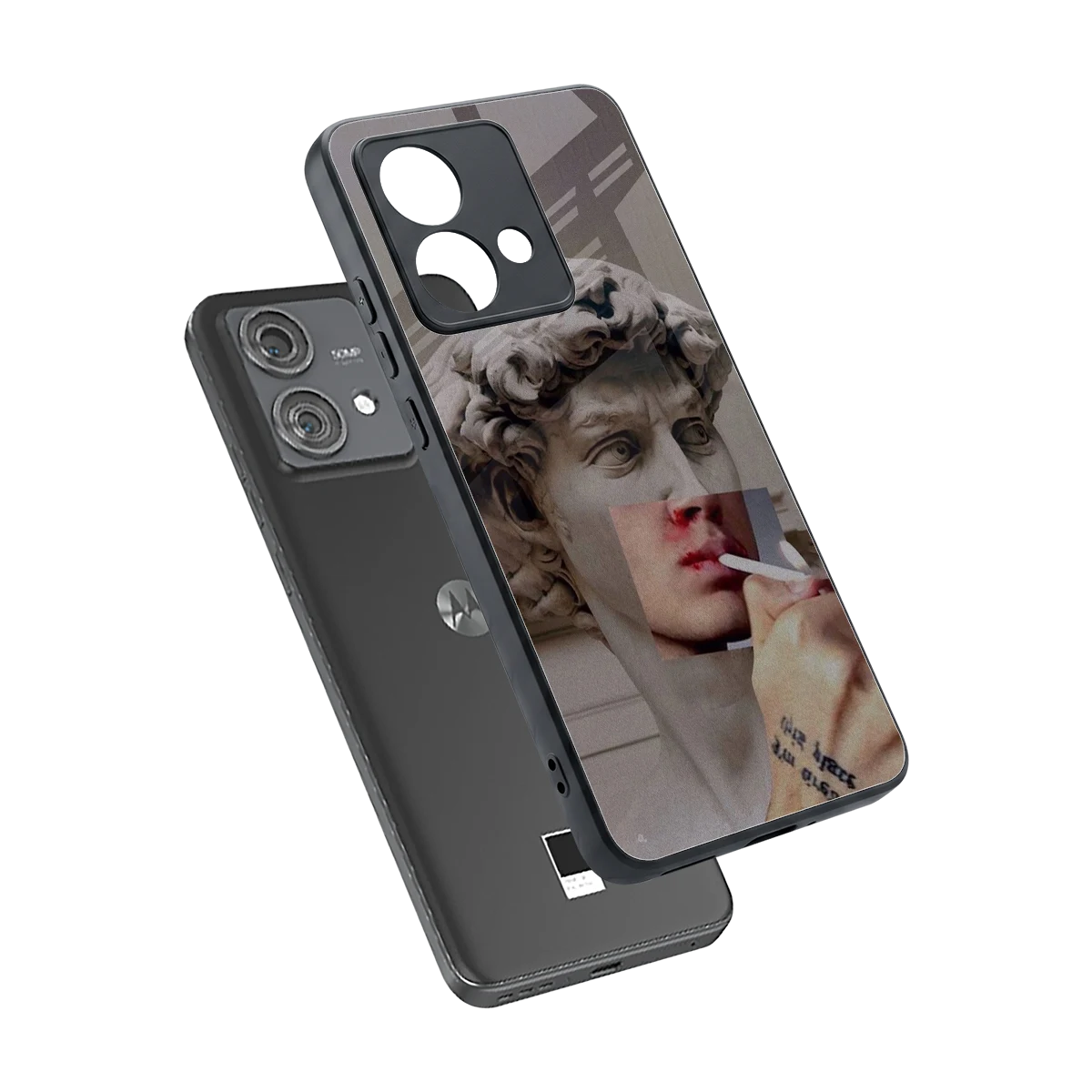 Smokin David sleek motorola edge 40 neo 5g cover with tempered glass back and TPU edges