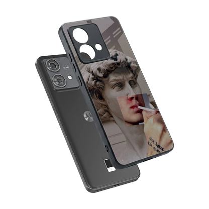 Smokin David sleek motorola edge 40 neo 5g cover with tempered glass back and TPU edges