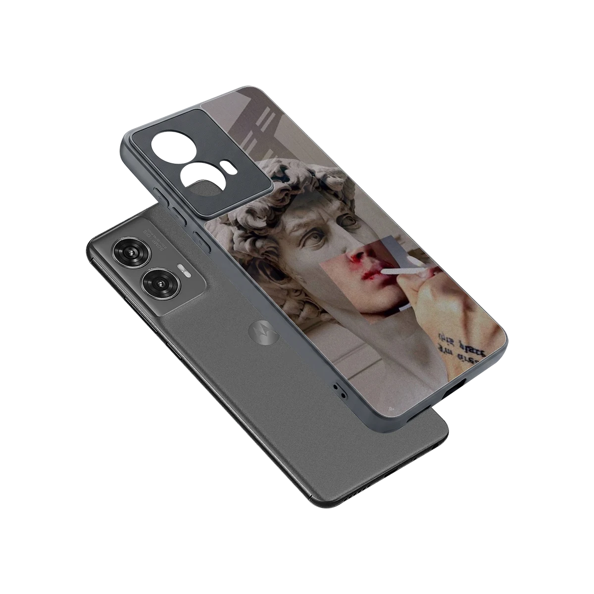 Smokin David sleek motorola edge 50 fusion cover with tempered glass back and TPU edges