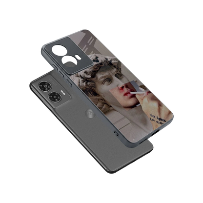 Smokin David sleek motorola edge 50 fusion cover with tempered glass back and TPU edges