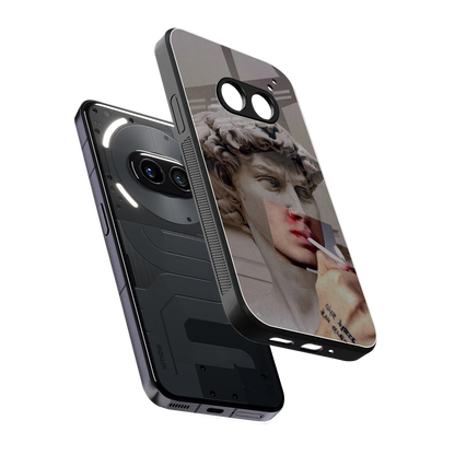 Smokin David sleek nothing phone 2a cover with tempered glass back and TPU edges
