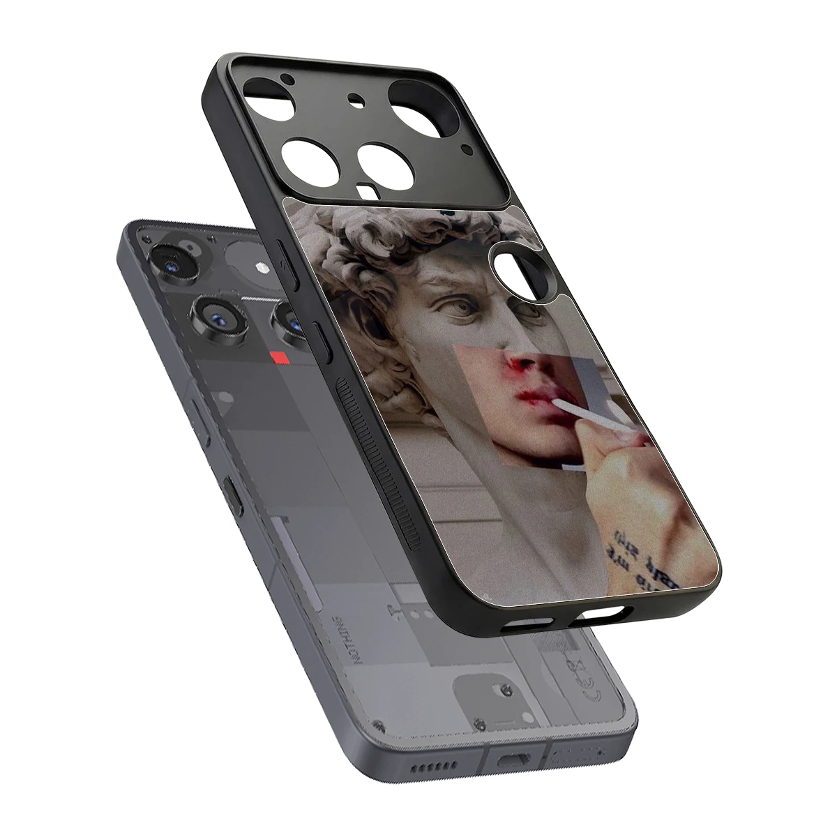 Smokin David sleek nothing phone 3 cover with tempered glass back and TPU edges