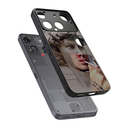 Smokin David sleek nothing phone 3 cover with tempered glass back and TPU edges