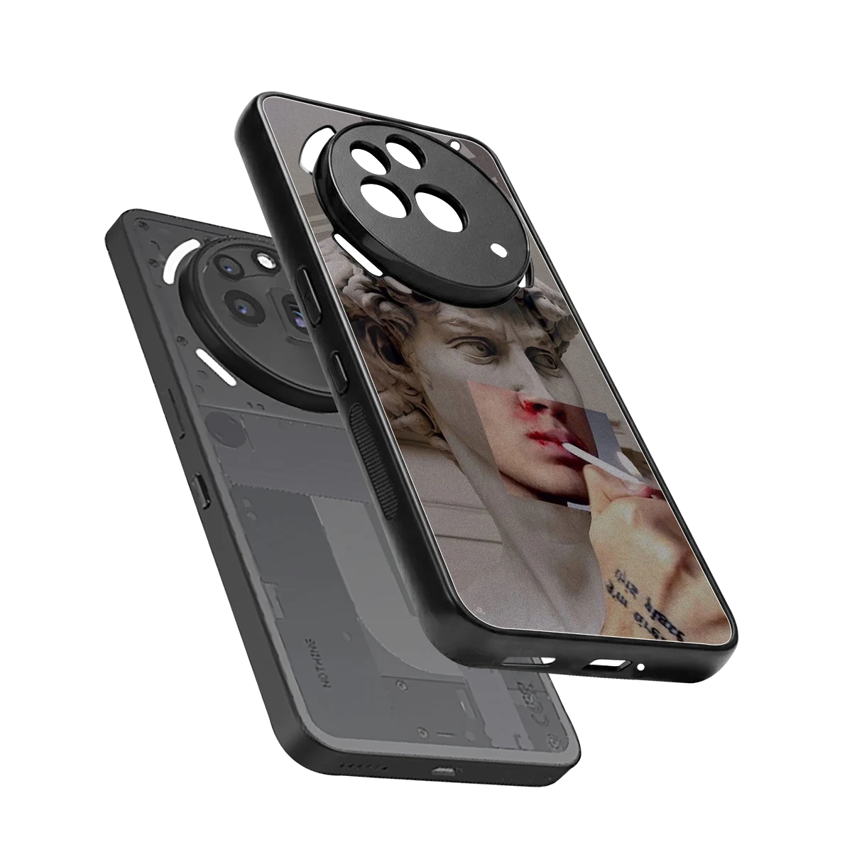 Smokin David sleek nothing phone 3a pro cover with tempered glass back and TPU edges