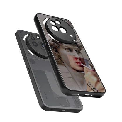 Smokin David sleek nothing phone 3a pro cover with tempered glass back and TPU edges