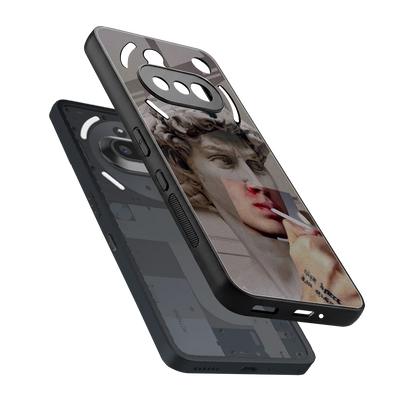 Smokin David sleek nothing phone 3a cover with tempered glass back and TPU edges