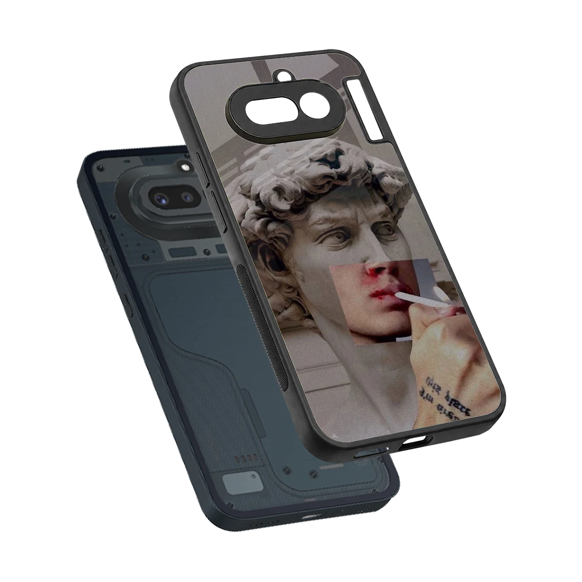 Smokin David sleek nothing phone 4a cover with tempered glass back and TPU edges