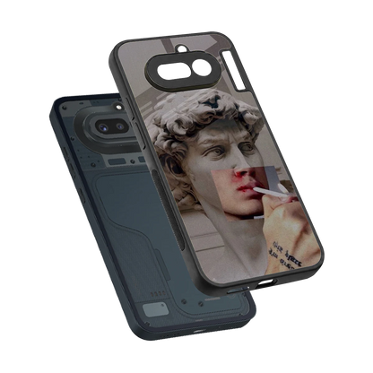 Smokin David sleek nothing phone 4a cover with tempered glass back and TPU edges