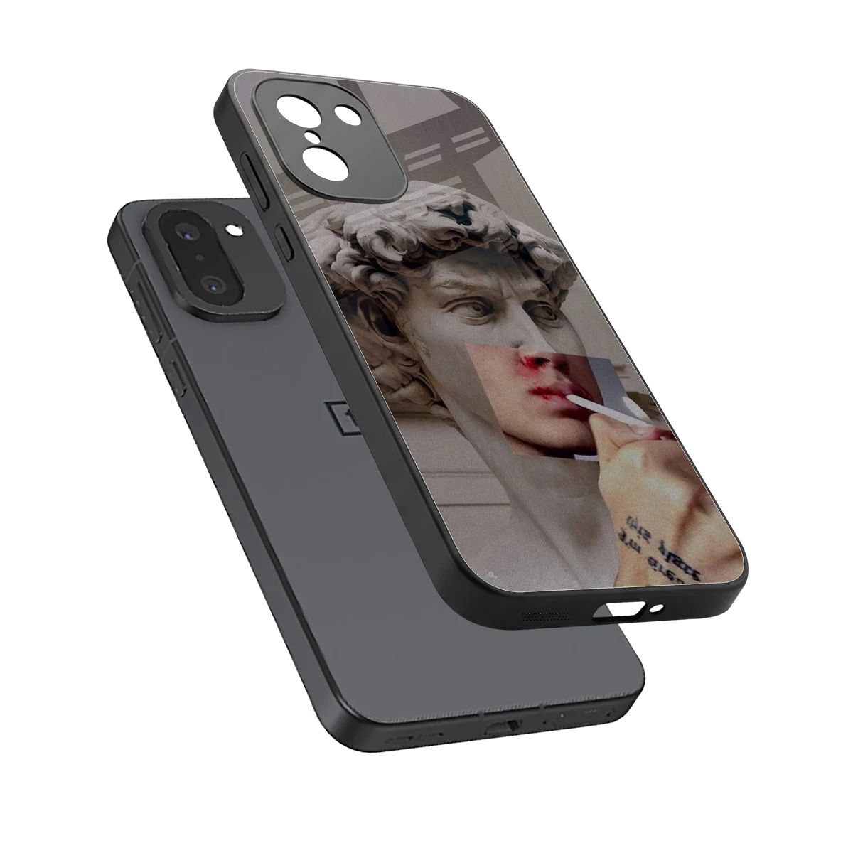 Smokin David sleek oneplus 15r cover with tempered glass back and TPU edges