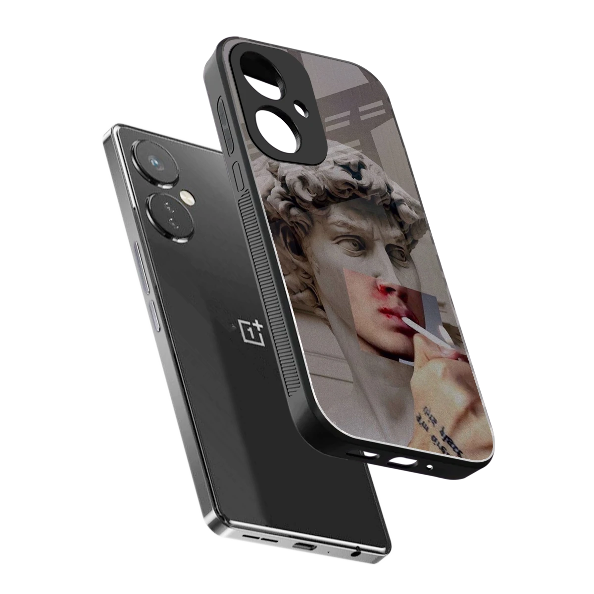 Smokin David sleek oneplus nord ce 3 cover with tempered glass back and TPU edges