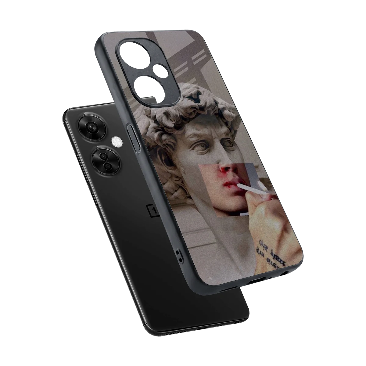 Smokin David sleek oneplus nord ce 3 lite cover with tempered glass back and TPU edges