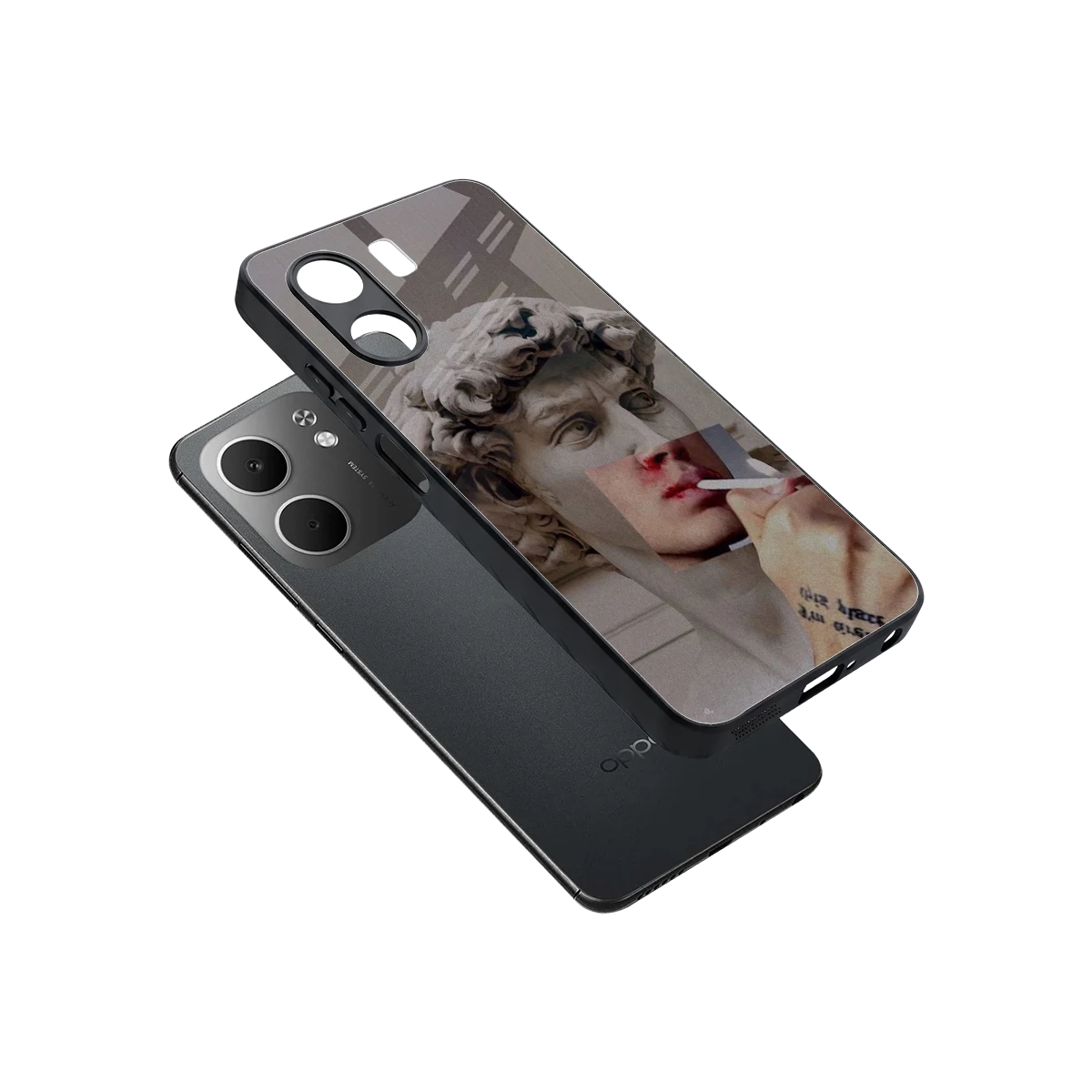 Smokin David sleek oppo a5x 5g cover with tempered glass back and TPU edges