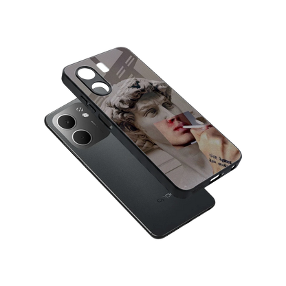 Smokin David sleek oppo a5x 5g cover with tempered glass back and TPU edges