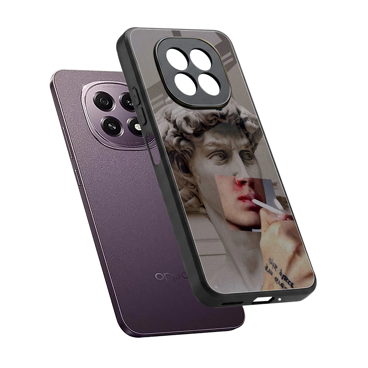 Smokin David sleek oppo f29 5g cover with tempered glass back and TPU edges
