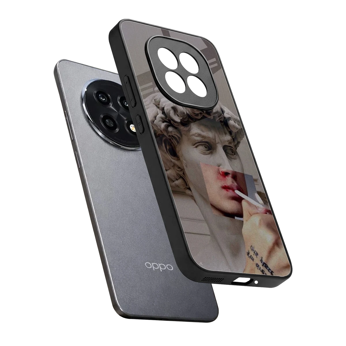 Smokin David sleek oppo f29 pro 5g cover with tempered glass back and TPU edges